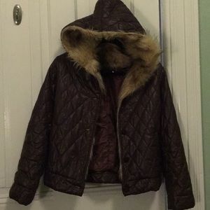 Faux fur hoodie jacket